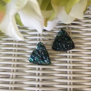 Vintage Costume Earrings Retro Jewelry Blue Green